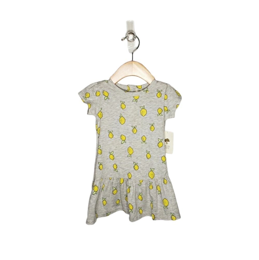 NWT Tucker + Tate Nordstrom 12 Months Lemon Print Drop Waist Grey Dress